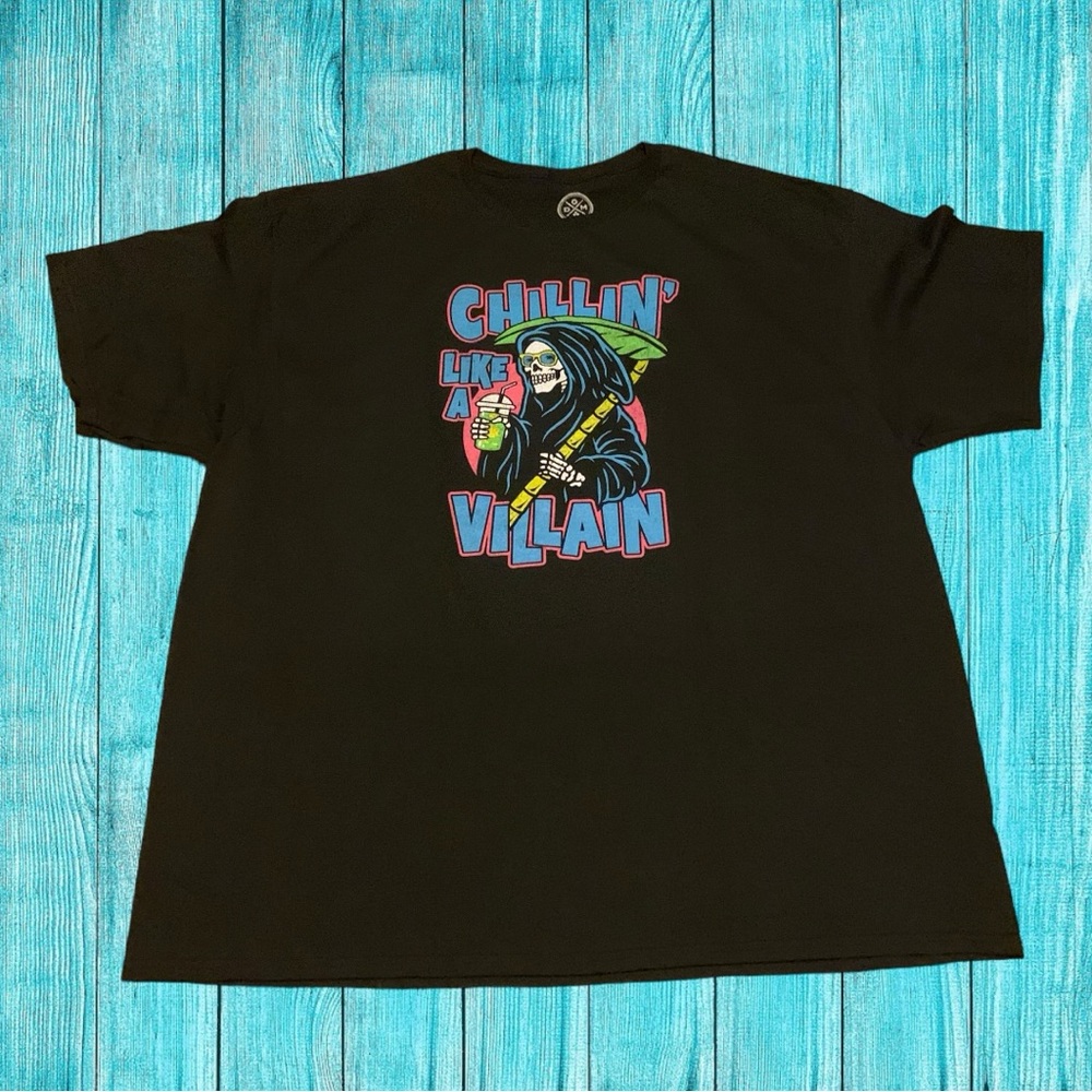 Threadless Chillin Like A Villain Shirt Skull Grim Reaper Scene Kid Emo Zumiez